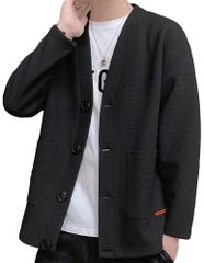 カーディガン メンズ 大きいサイズ コート 柔らかで 着心地のいい シンプル オシャレ春秋服 ブラック