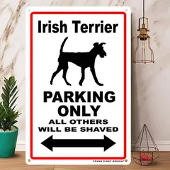 雑貨【Irish Terrier/アイリッシュ・テリア】 Parking / パーキング / Dog / 犬 / 警告 / ヤードサイン / メタルプレート / ブリキ看板 / メタルポスター / -134のサムネイル