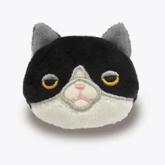 【迅速発送】モリサカグローバル フェイスぬいぐるみバッジ もちねこ ハチワレ 5×2×4cm アニマル 癒し かわいい もちシリーズ ぬいば MOKB-0080MH