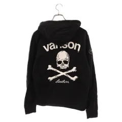 VANSON バンソン ニット ジップアップ ファー ロゴ刺繍 ドクロ 希少 黒