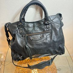 ΩNA3492 大人気！ BALENCIAGA バレンシアガ THE CITY ザ シティ 2WAY ハンドバッグ ショルダーバッグ レザー ブラック