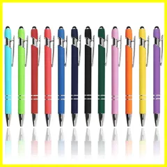 LIANHATA タッチペン ボールペン付き 2 in 1 12本セット 多機能ボールペン 黒インク スタイラスペン タブレット タブレット スマートフォン用 軽量 使いやすい (2in1ボールペン)
