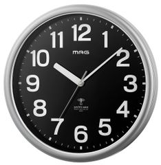 シルバー_大型 MAG(マグ) 掛け時計壁掛け時計 電波時計 直径42.0㎝ 大型 アナログ ウェーブ420 シルバー W-462SM
