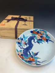 時代色鍋島中皿5枚直径15.5㎝木箱付東さ7-0323①