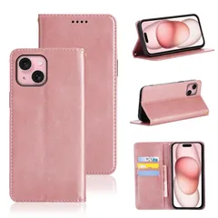 iPhone15 ケース 手帳型 iPhone 15 手帳型 ケース カバー PUレザー カード収納 財布型 耐衝撃 ケース マグネット スタンド機能付き 5色 (いphone15 ケース 手帳型) (ライトローズゴールド) 1