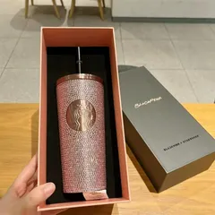 BLACKPINK スターバックス 473ml スパンコール コールドカップ タンブラー ストロー付き