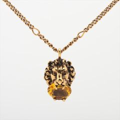【鑑定済み】 GUCCI グッチ ミケーレ期 ライオンヘッド ネックレス GP × ストーン ゴールド × イエロー イタリア製