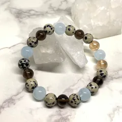 ダルメシアンジャスパー　アクアマリン　パワーストーンブレスレット