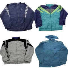 【B品】古着卸 まとめ アディダス オールド ジャケット 4枚セット (メンズ XL ) 80's 90's パフォーマンスロゴ ナイロン 中古 古着 NC4293