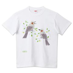 HIYOMUCHO 0521 ヒヨドリ Tシャツ 野鳥スケッチ白限定