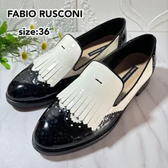 美品 FABIO RUSCONI OXFORD ウィングチップ フリンジ ローファー ★ ■■