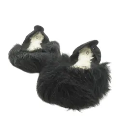 アグ UGG JEANIE FLUFF FLAT バレエシューズ フラットシューズ シープスキン キッドスエード フェイクファー  25cm 黒 ブラック 1097554 /MN7 ■GY17