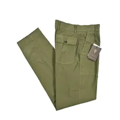 BERWICH ベルウィッチ / FATIGUE185 ファティーグ スラックス ノータック ストレッチ パンツ 春夏 メンズ コットン カーキグリーン イタリア製 421943
