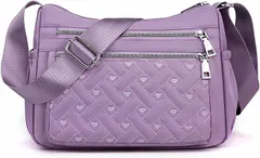 MT's SHOP ショルダーバッグ ポシェット レディース キルティング ポケット多い 斜めがけ 肩掛け(パープル)