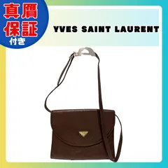 Yves Saint Laurent YSL イヴ・サンローラン レザー ショルダーバッグ フラップ マグネット式開閉 ブラウン レディース 1