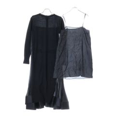 Sacai (サカイ) 23AW ドッキング ウールニット プリーツスカート ワンピース レディース 23-06820 ブラック
