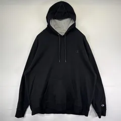 古着 チャンピオン Champion パーカー スウェット 大きいサイズ プルオーバー  ワンポイント フーディ 3XL  ブラック メンズ