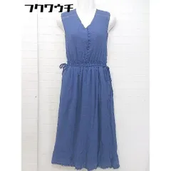 ◇ Doux archives ウエストゴム レース フレンチスリーブ 膝下丈 ワンピース サイズF ネイビー レディース 【中古】 【1104080006514】のサムネイル