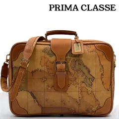 PRIMA CLASSE プリマクラッセ ショルダーバッグ 斜めがけバッグ　旅行用バッグ　世界地図柄　マップ　2way オールレザー