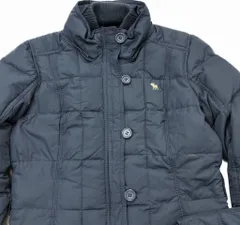 Abercrombie&Fitch ☆ 秋冬 スタイリッシュ ダウンジャケット ネイビー レディース M相当 大人カジュアル デイリーユース アバクロ■S2331