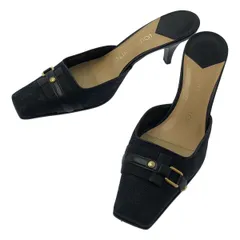 Louis Vuitton / ルイヴィトン | モノグラム キャンバス スクエアトゥ ヒールサンダル | 36 1/2 | ブラック | レディース