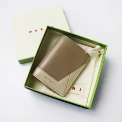 極美品 2023 マルニ MARNI PFMO0055U1 レザー 2つ折り財布/ベージュ系 ミニ ウォレット 配色 切替【2400014168150】のサムネイル