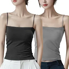 2枚セット キャミソール カップ付き レディース ブラトップ カップ付きインナー ロングデザイン 高弾性 柔らかい 吸汗吸湿 抗菌防臭 キャミソール インナー 部屋着 フリーサイズ