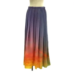 アニエスベー　美品転写プリントアシンメトリータックスカート　雪景色　ストレッチ2 アニエスベー 美品転写プリントアシンメトリータックスカート