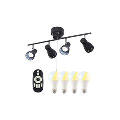 共同照明 シーリングライト 4灯 8畳 シーリングスポットライト 照明器具 天井 GT-DJ-ISD4B-9WT-2 ブラック LED電球60W形付き 調光 調色 リモコン対応 E26 北欧 角度調節可 天井照明 折り畳み可 おしゃれ リビング照明