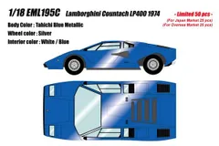 新品 EIDOLON 1/18 ランボルギーニ カウンタック LP400 1974 タヒチブルーメタリック 完成品ミニカー EML195C [佐川急便]のサムネイル