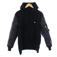 アイ ジュンヤワタナベマン コムデギャルソン ジュンヤマン eye JUNYA WATANABE MAN Champion AD2023 23AW スウェットカスタマイズ エステルリップストップ キルティング プルオーバーパーカー 長袖 M 黒のサムネイル