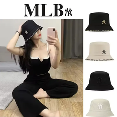 韓国 正規品新品 刺繍 NY帽子男女兼用 韓国限定　MLB ニューヨーク　バケットハット