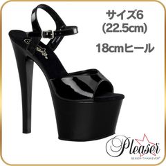 22.5 cm Pleaser プリーザー キャバ ヒール サンダル 厚底 18cm ヒール 黒 ブラック 女性 ハイヒール ピンヒール アンクルストラップ 女装 ポールダンス コスプレ 衣装 レディース メンズ 18センチ ヒール SKY309/B/M