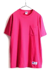 レアカラー 90s USA製 オールド ■ ラッセル 無地 ポケット付き 半袖 