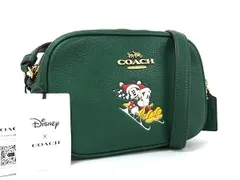 ■新品■未使用■ COACH コーチ CN024 ディズニーコラボ ミッキー ミニー レザー ショルダーバッグ クロスボディ グリーン系 BJ3302