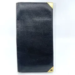 Dunhill　ダンヒル　2つ折り　長札入れ　ブラック　黒　ゴールド金具　レザー