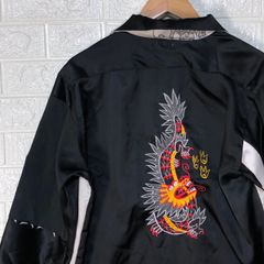 オールドパーク　ブラック　ホワイト　龍　刺繍　長袖シャツ