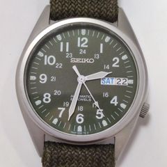 SEIKO セイコー 7S26-00D0 グリーン文字盤×シルバーケース デイデイト 自動巻き稼働 裏スケルトン