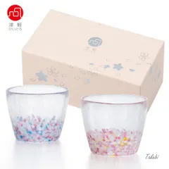 津軽びいどろ さくらさくら SAKURAフリーグラスペア菜の花と青い空 ペアグラス 花 桜 サクラ さくら柄 お茶 デザート 蕎麦猪口 ミニグラス ガラス食器 石塚硝子 アデリア 誕生日プレゼント