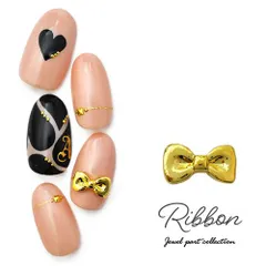 【送料無料】リボンメタルパーツ フレンチ ネイルアート ジェルネイル メタルパーツ 5個入 | ネイル パーツ ネイルパーツ ジェル ネイル用品 リボンモチーフ ハンドメイド メタル りぼん ゴールド ジュエリー ジェルネイル用品 デコパーツ【リボン】