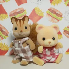 シルバニア 男の子のお洋服 チェック柄のオーバーオールセットのサムネイル