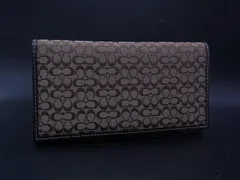 ■美品■ COACH コーチ ミニシグネチャー キャンバス×レザー 長財布 ウォレット 札入れ レディース メンズ ブラウン系 DJ6515