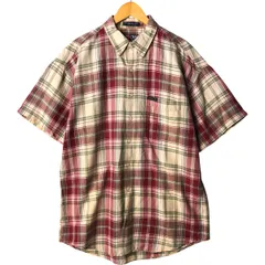 古着 90年代 ラルフローレン Ralph Lauren CHAPS チャップス タータンチェック 半袖 リネン ボタンダウンシャツ メンズL相当/eaa566086