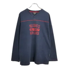 POLO JEANS ポロジーンズ ラルフローレン Vネック 長袖Ｔシャツ ネイビー(メンズ XL)中古 古着 U5856