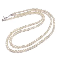 【数量限定】ネックレス＜日本製＞ デザインフェイクパール4～8ミリ珠2連70センチ [あなたと私の宝石箱]