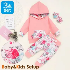 ベビー服 キッズ 女の子 パーカー 花柄 上下セット chd-f020