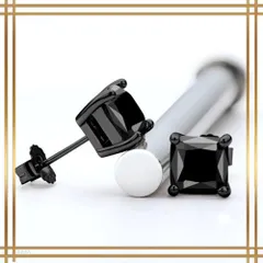 157【ブラックオニキス】天然石　スクエア　6mm　ピアス　シルバー　黒　男女兼用