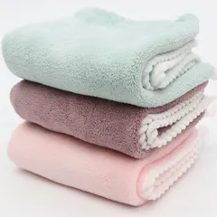 マイクロファイバー フェイスタオル 3枚セット 厚手 吸水速乾 コーラルフリース ループ付き 軽量 柔らか肌触り