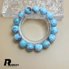 【限定一点】 上品 EU製 ★ROBEAN・ドミニカ共和国産のラリマー・ペクトライト★パワーストーン ブレスレット 天然石 開運 金運 綺麗 プレゼント2 ギフト 約13.6-14mm K0617553