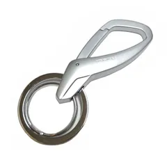 ダブルリング キーホルダー 《シルバー》 キーリング キーチェーン カラビナ ベルト 亜鉛合金 車 家 鍵[定形外郵便、送料無料]mer006